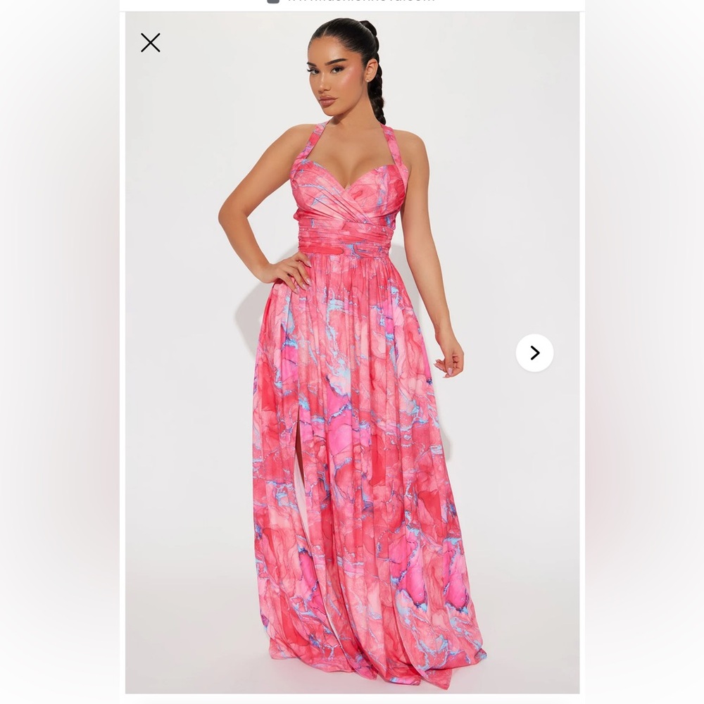 Fashion Nova Elegant Pink Marble Maxi Dress